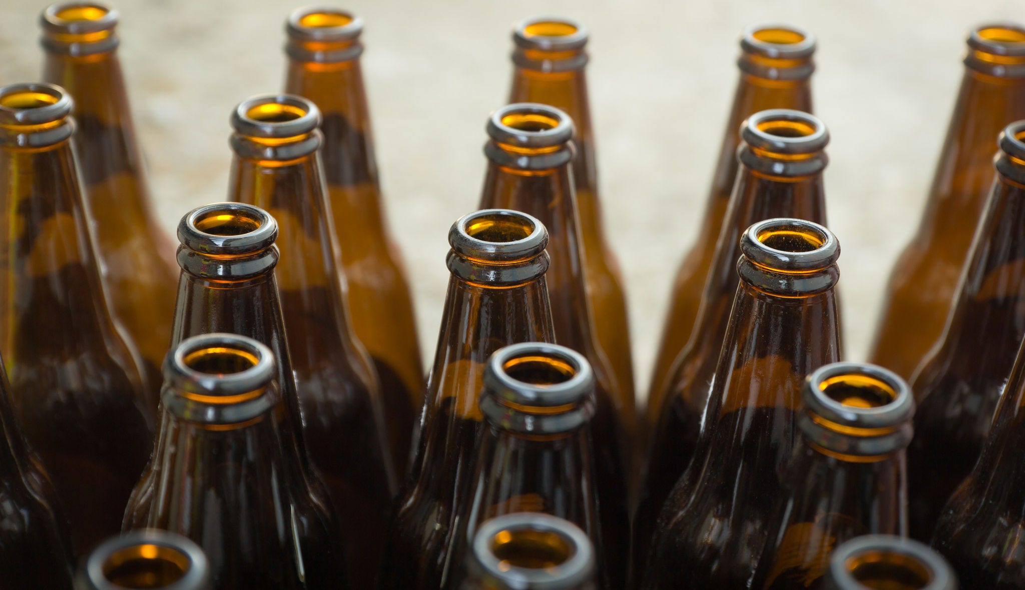 bottles of brown glass, Beer bottles